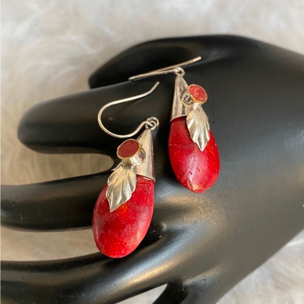Sterling Silver 925 Coral Earrings